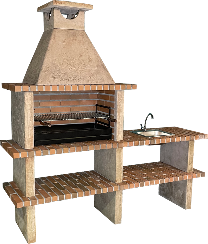Terra 42 – Reconstituted stone barbecue with 80 cm grill and choice of sink