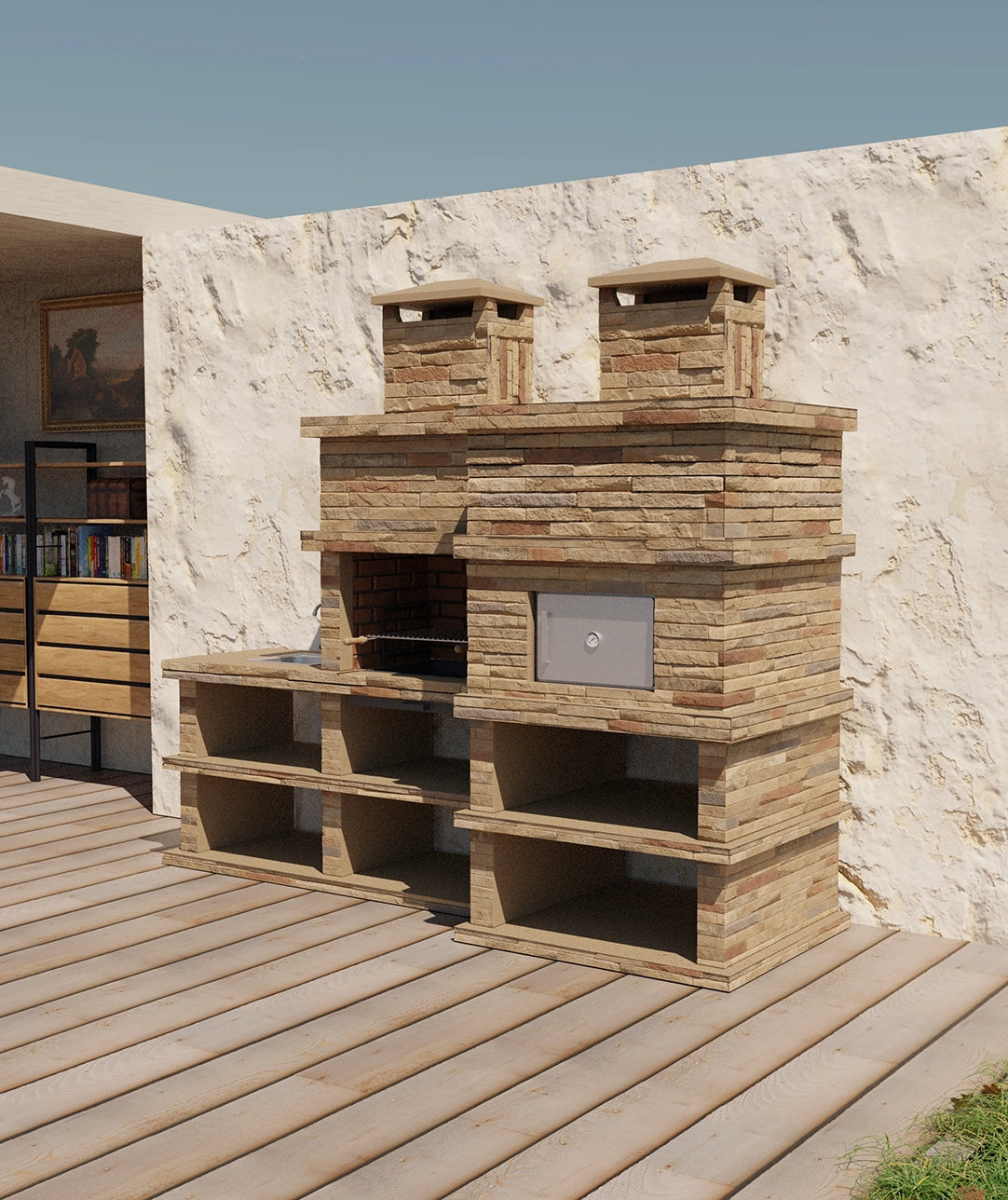 🔥 Barbecue Rocca Four 464 – Mit Holzofen & Seitenwaschbecken