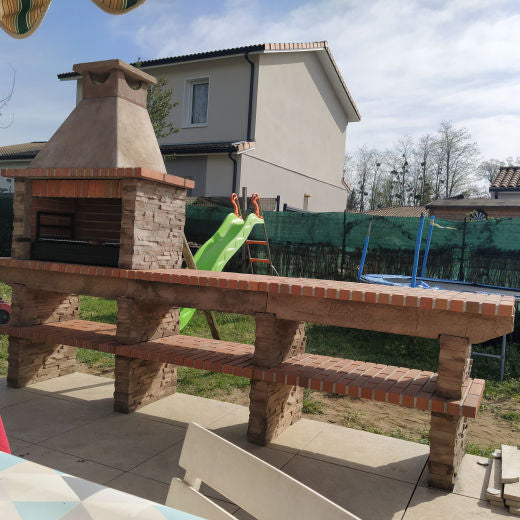 Basalto 480 – Grill aus Schiefer-Imitat mit großer Ablagefläche und Arbeitsplatte – 80 cm Grillrost (Grau oder Braun) – Spülbecken aus Edelstahl optional
