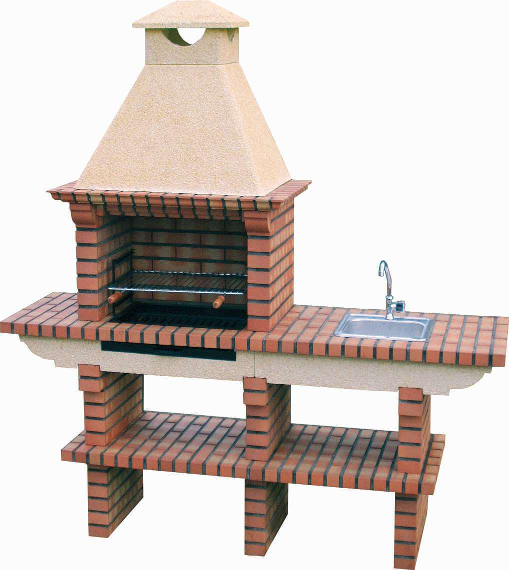 TerraCotto 122 Backstein-Grill – mit Edelstahlspüle & Backstein-Ablage