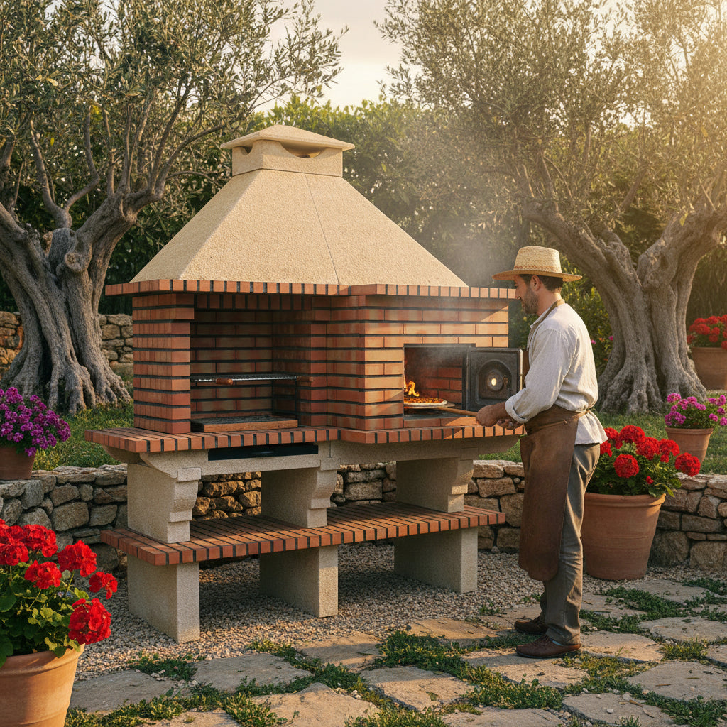 TerraCotto Backstein-Grill 124 – mit Holzofen Ø75 cm