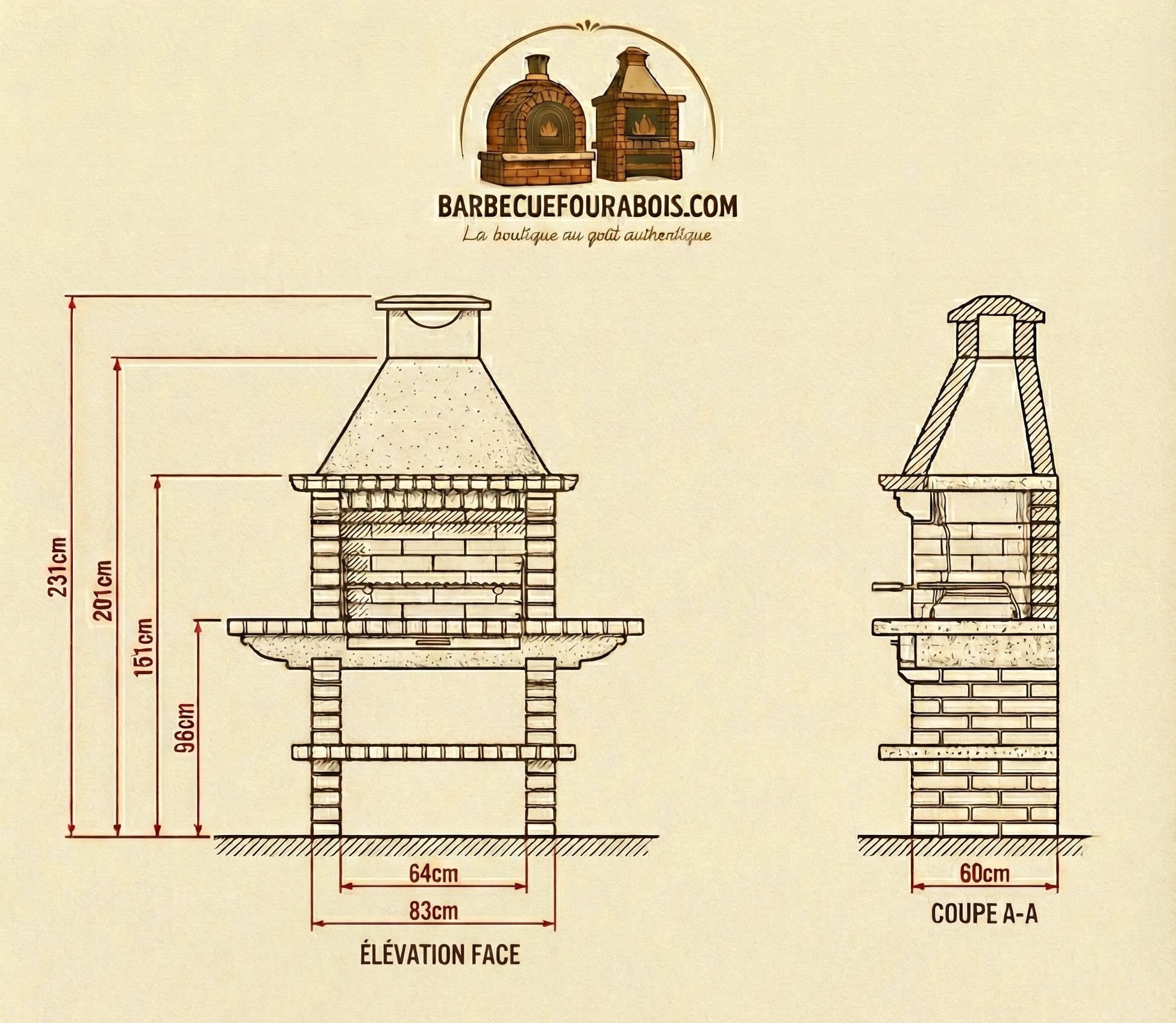 TerraCotto Backstein-Grill 108 – Traditionelles Premium-Modell