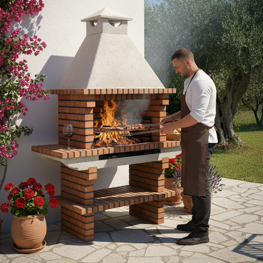 TerraCotto 116 Ziegelgrill – Doppelte Seitenablage
