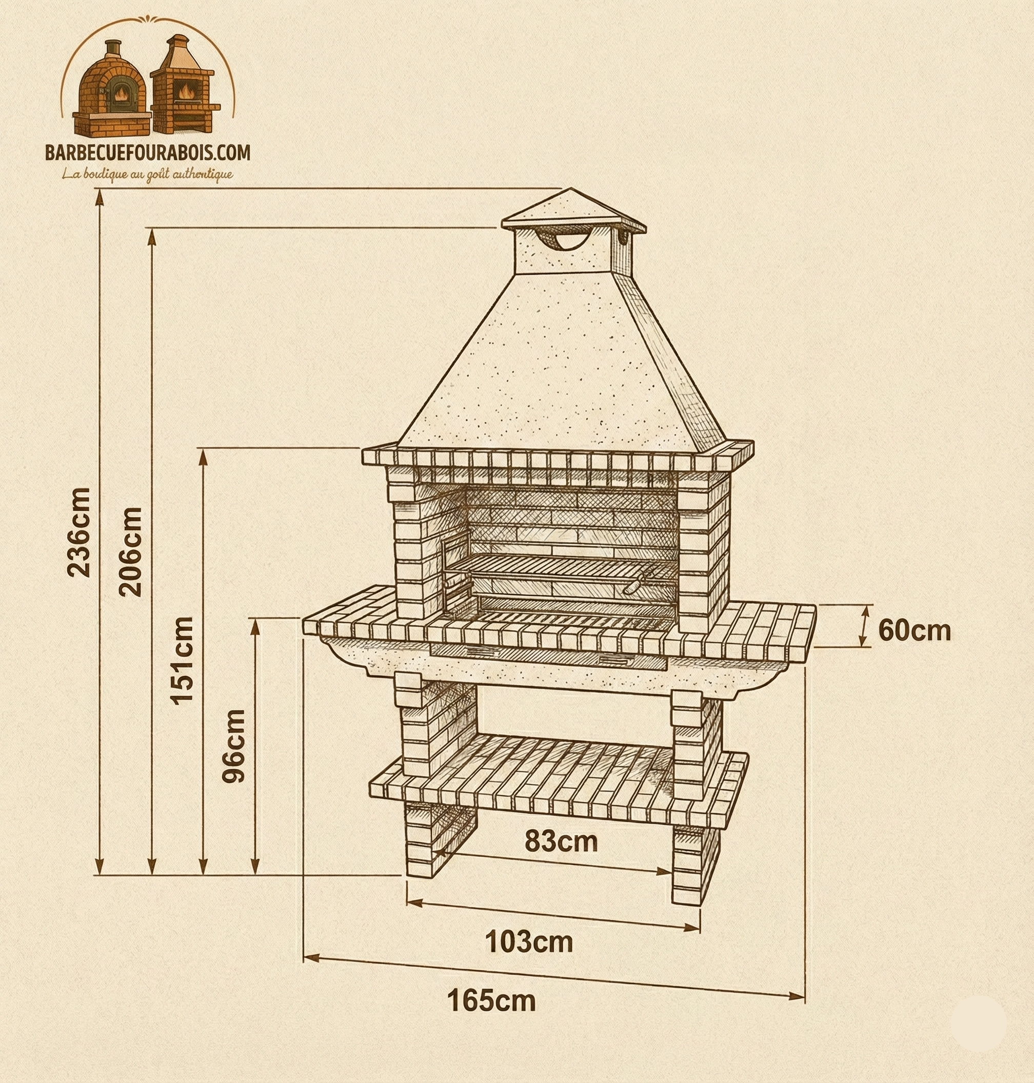 TerraCotto 116 Ziegelgrill – Doppelte Seitenablage