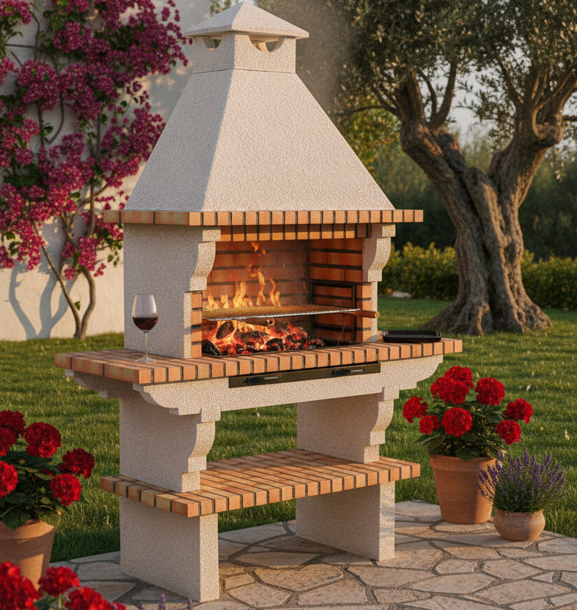 Gartengrill aus Stein & Ziegel TerraCotto 114 – Großes traditionelles Modell