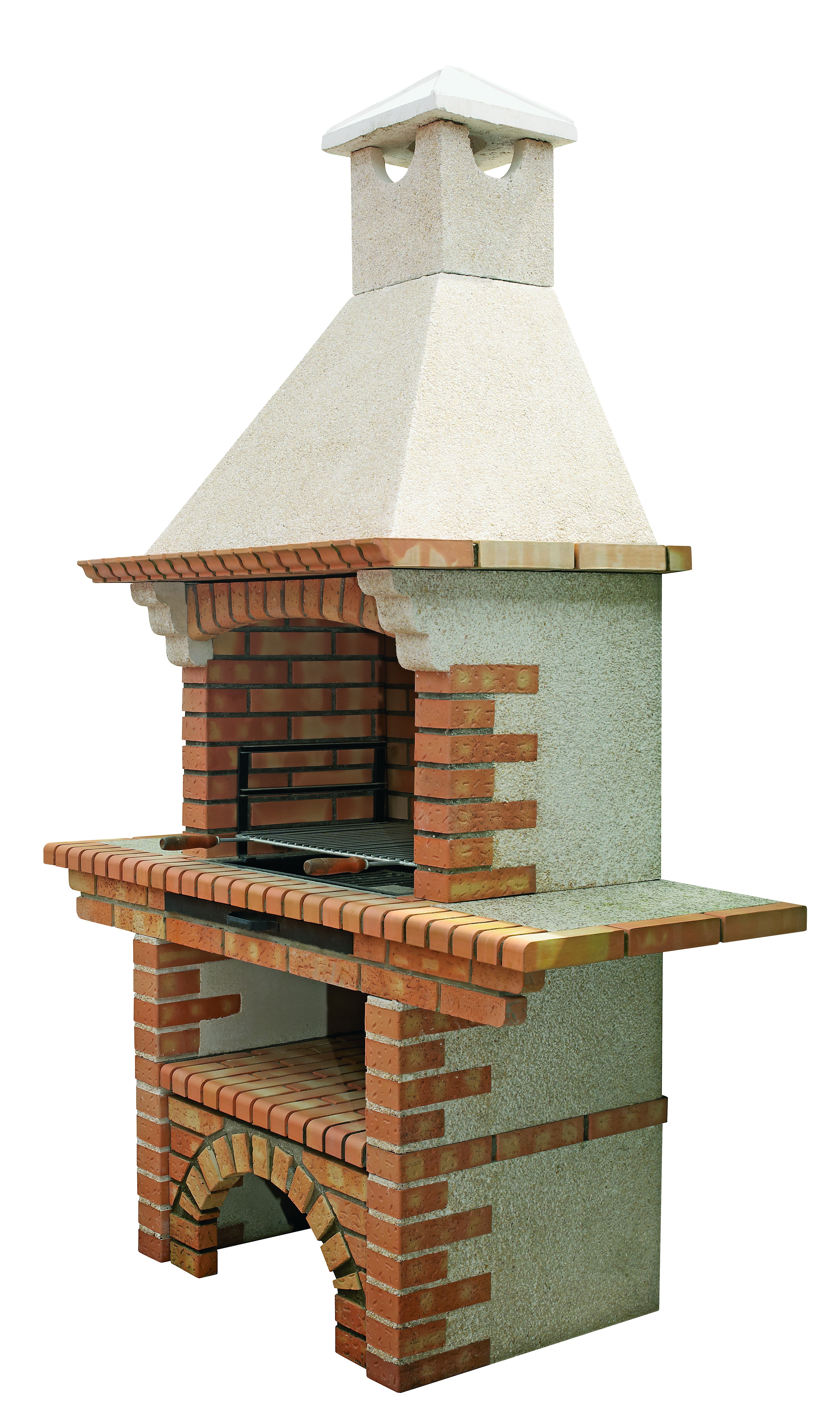 Calabria 206G – Traditioneller Grill aus Ziegel & Kunststein mit Ablage – Grillfläche 70 cm