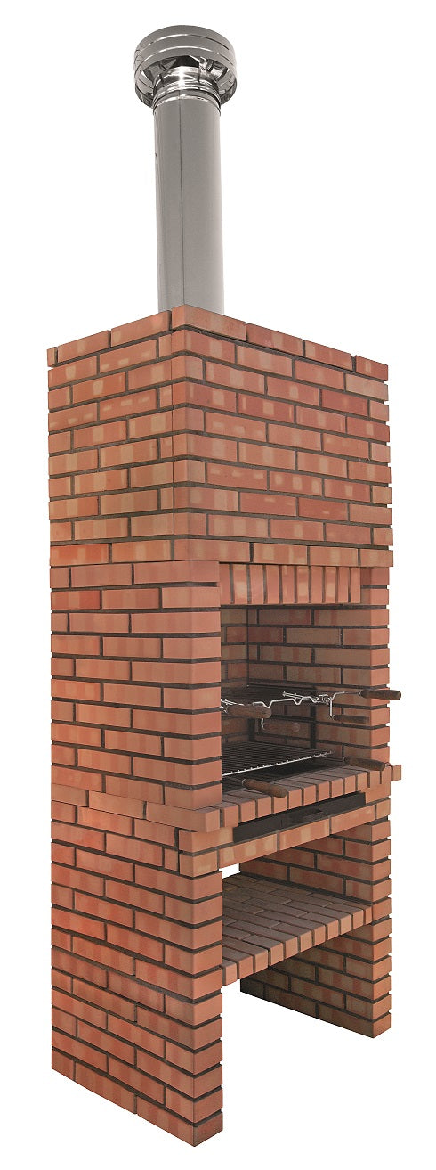 Calabria 325 – Traditioneller Grill aus Ziegel & Kunststein mit großen Ablagen – 90 cm Grillrost