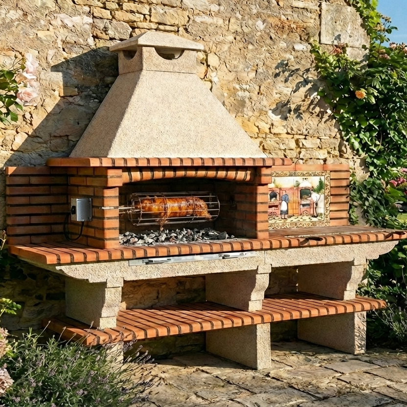 Spanferkel-Grillrost Edelstahl + Elektromotor (für Terracotto/Rustika/Nexa/Inoxa Grills)