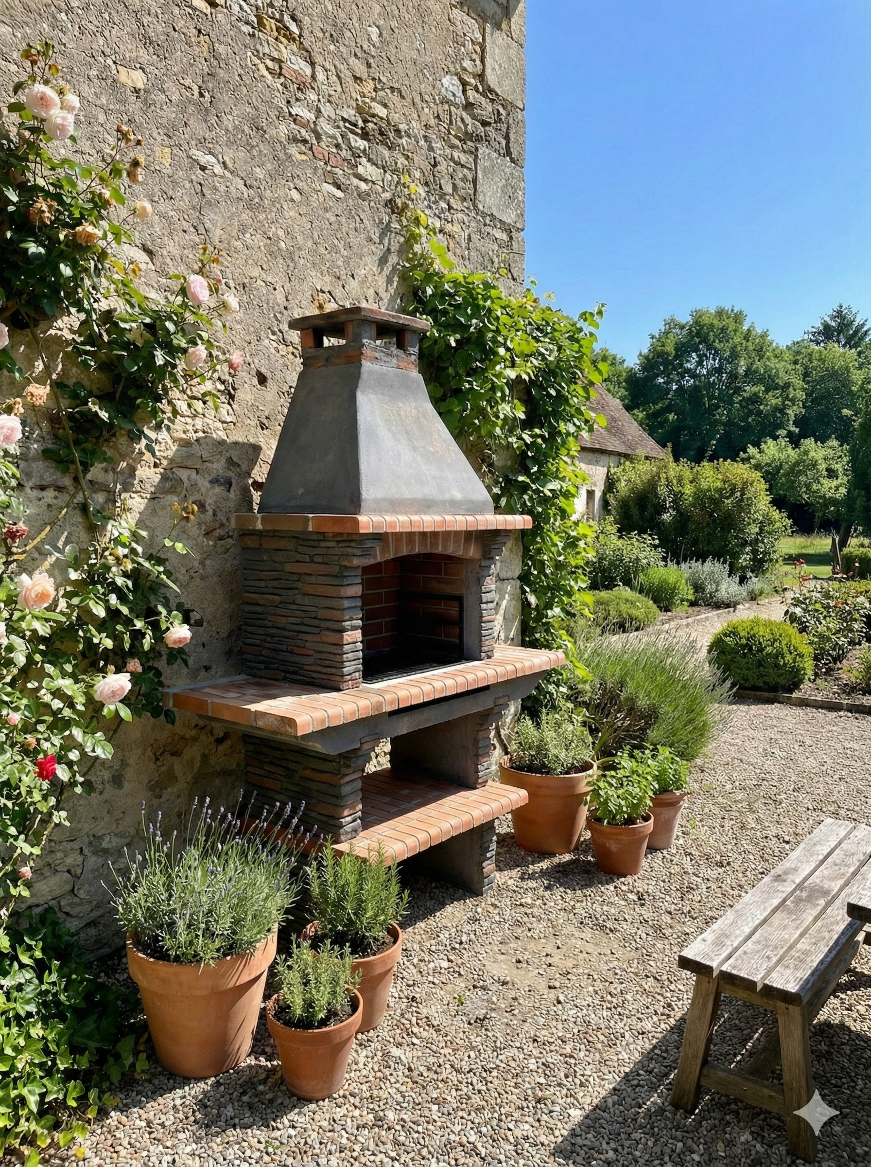 Grill RIVIERA 402 – Kunststein, Kamin, Holz/Kohle