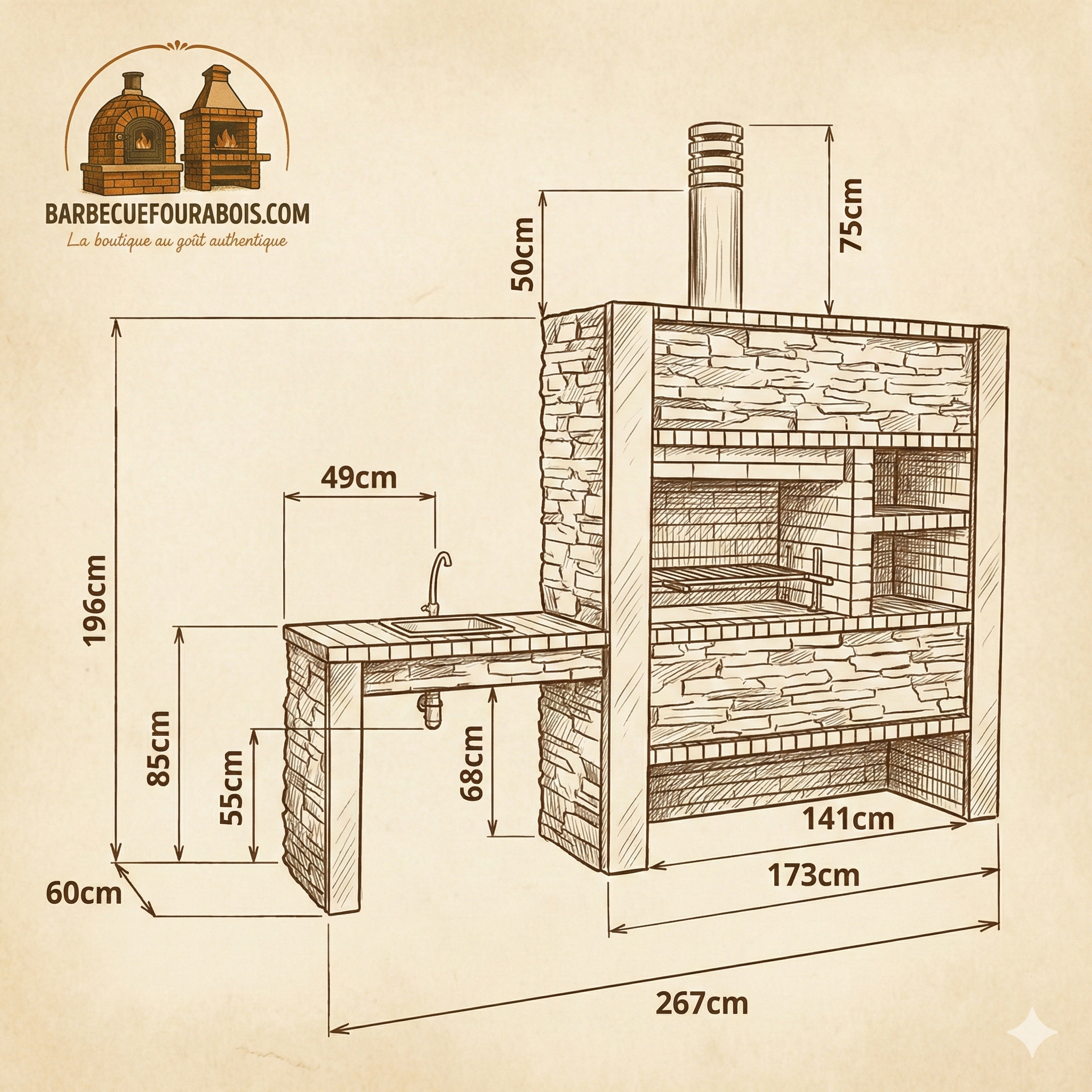 Inoxa 404 – Premium-Barbecue der Serie 400 mit Arbeitsplatte & Stauraum (Spüle + Wasserhahn optional)