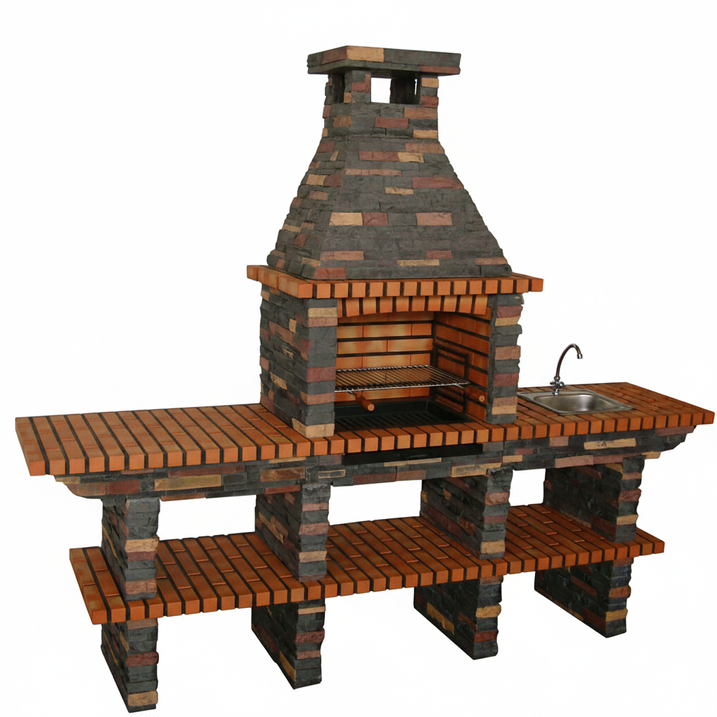 Rustika 209 – Grill aus Kunststein mit doppelter Arbeitsplatte (Waschbecken optional)