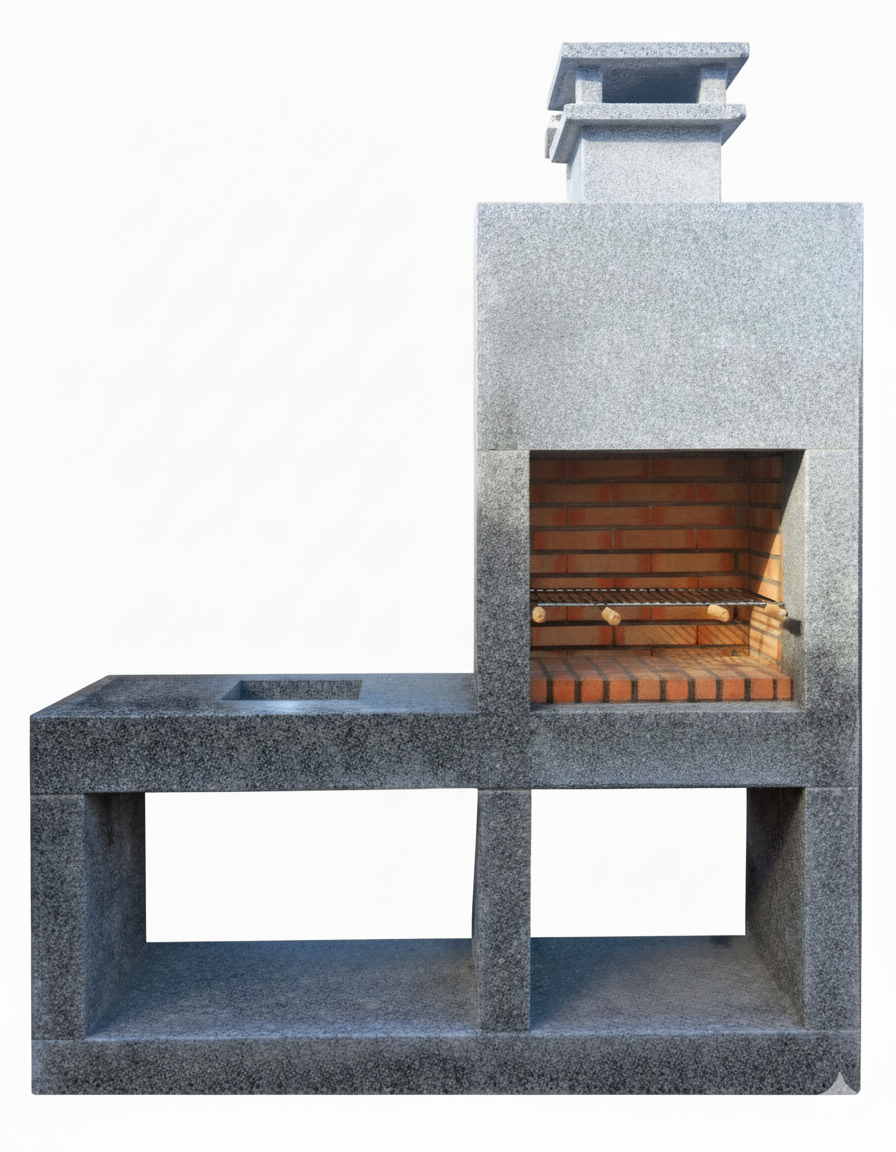 Pietra 049 – Moderne Outdoor-Küche aus Granit mit 60 cm Grill (187 cm)