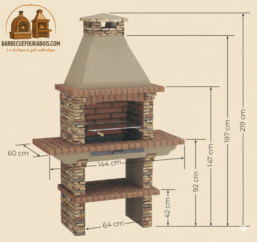 Grill RIVIERA 402 – Kunststein, Kamin, Holz/Kohle