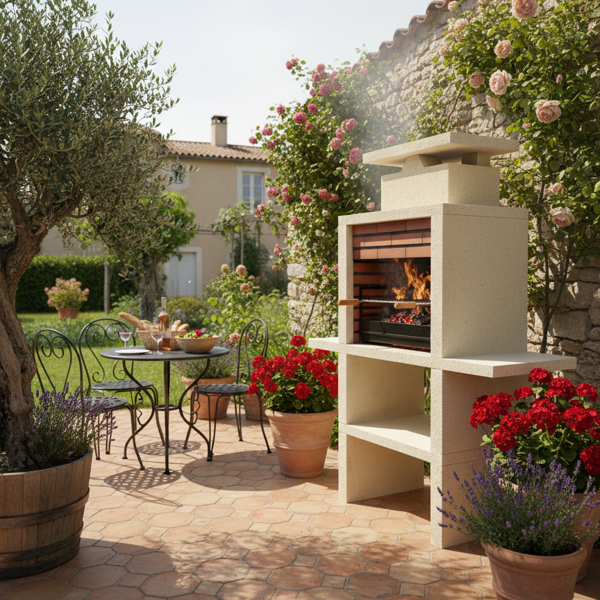 Nexa 605 – Stein-Grill mit Ziegelbrennhammer, Grillrost 60×40 cm (Edelstahl optional)