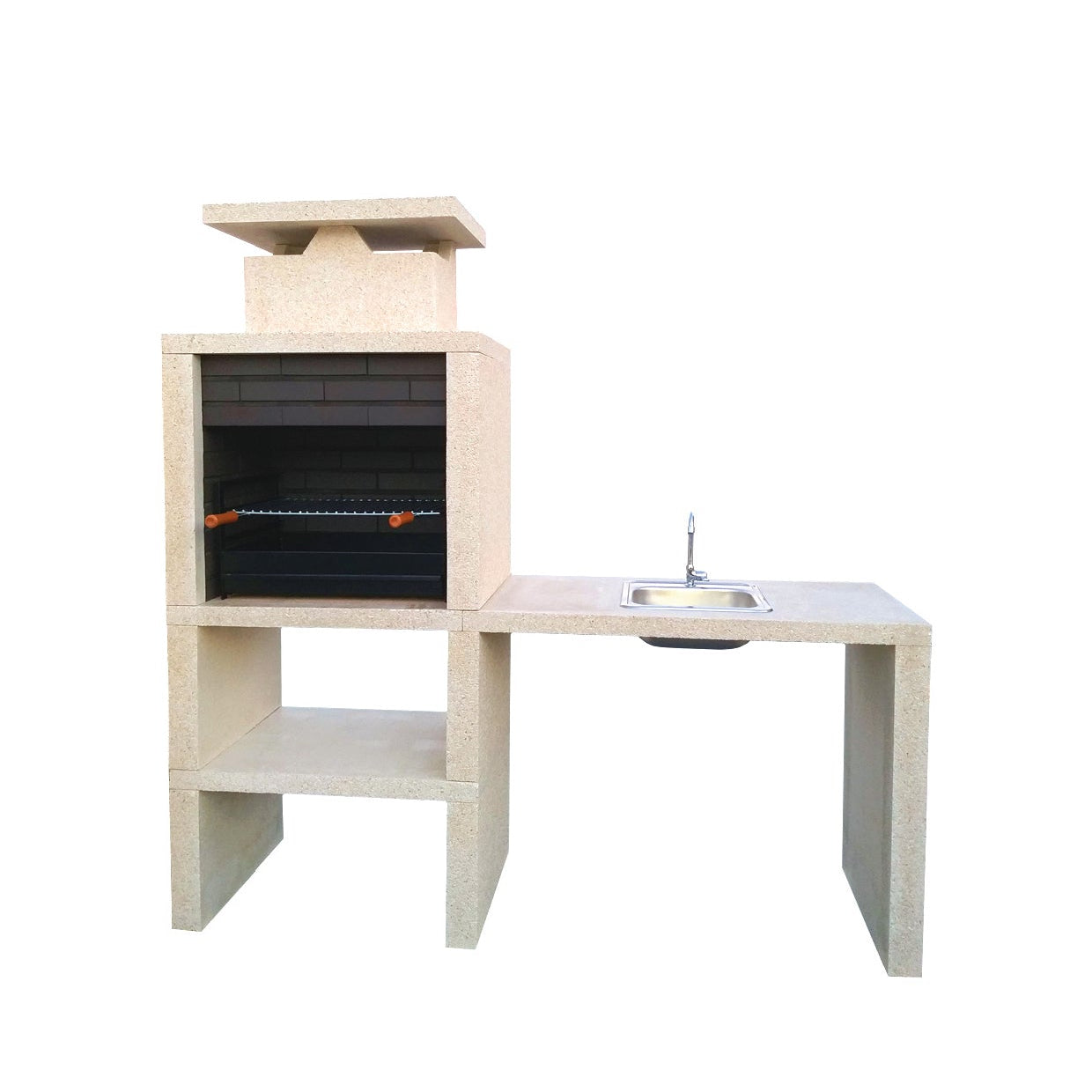 Nexa 609 – Modern barbecue with sink (side selectable) & 60×40 grill (stainless steel optional)