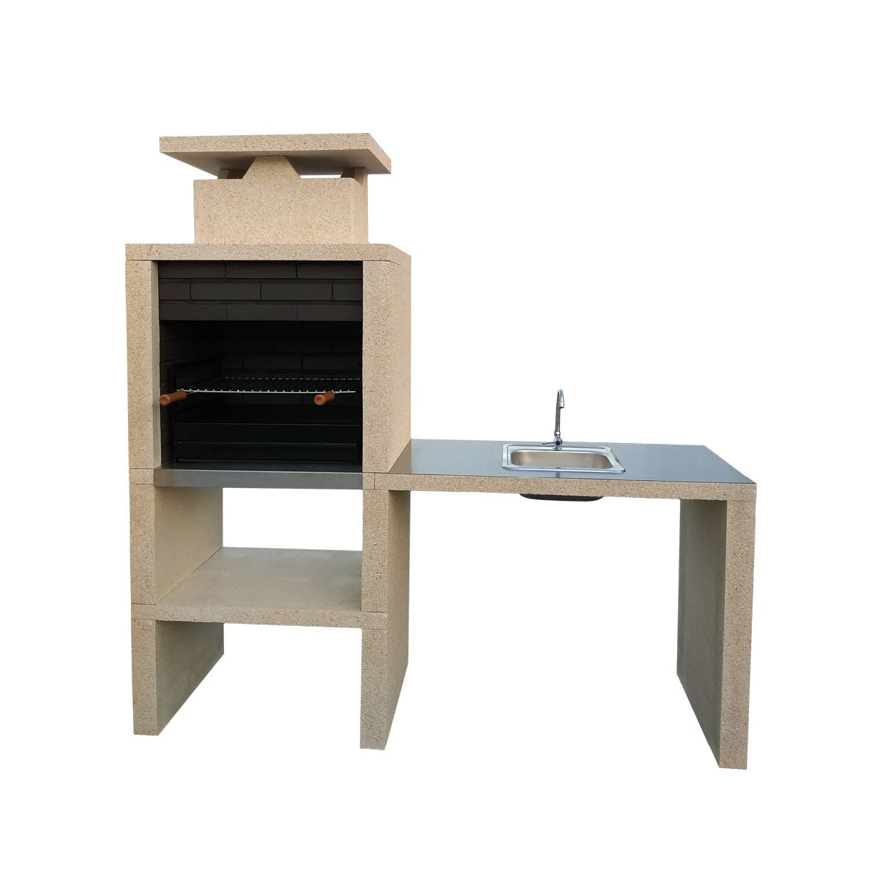 Nexa 610 – Moderner Grill mit Spüle (Seite wählbar) & Edelstahlplatte – Grillrost 60×40 (Edelrost optional)