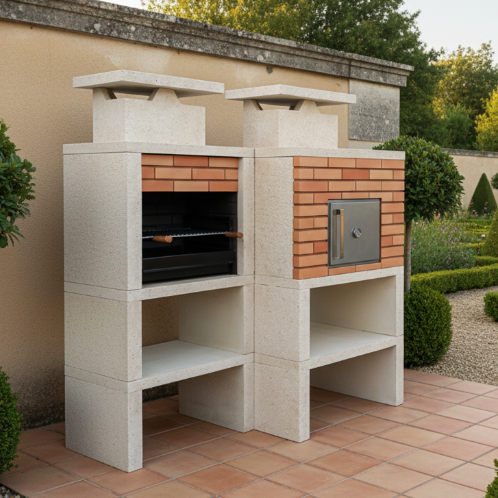 Nexa 612 – Grill und Ofen Ø75 cm – Grillrost 60×40 cm (graue Ziegel optional)