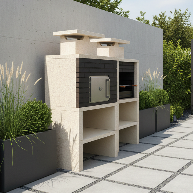 Nexa 612 – Grill und Ofen Ø75 cm – Grillrost 60×40 cm (graue Ziegel optional)