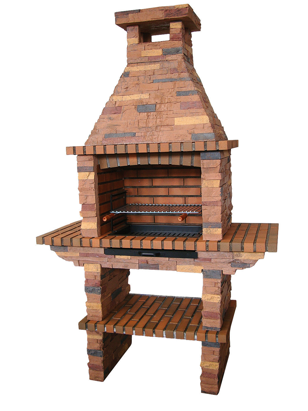 Rustika 203 – Grillkamin aus Kunststein, großformatig, mit Einbaugrillrost (3-stufig) – Edelstahl optional