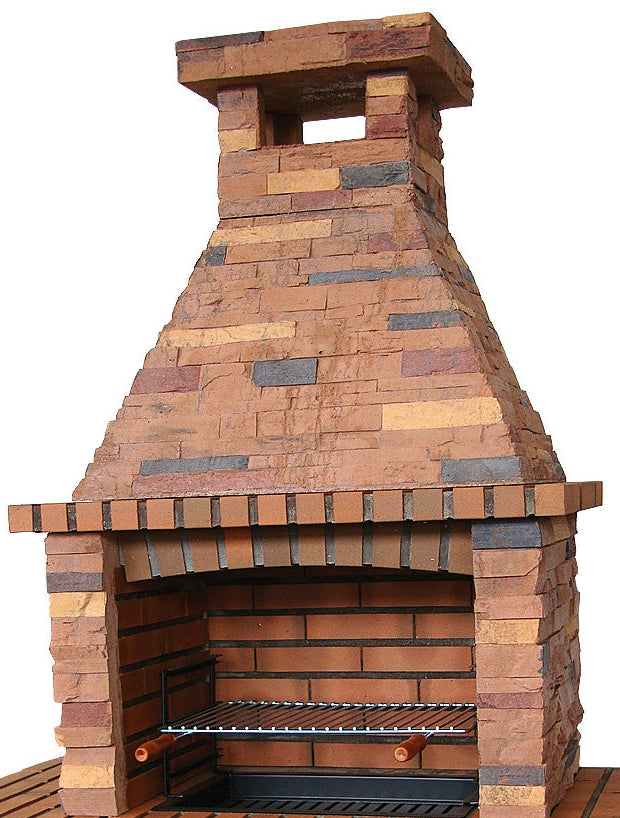 Rustika 201 – Grillkamin aus Kunststein (96×87×238 cm) mit Grillrost 60×38, 3 Stufen (Edelstahl optional)