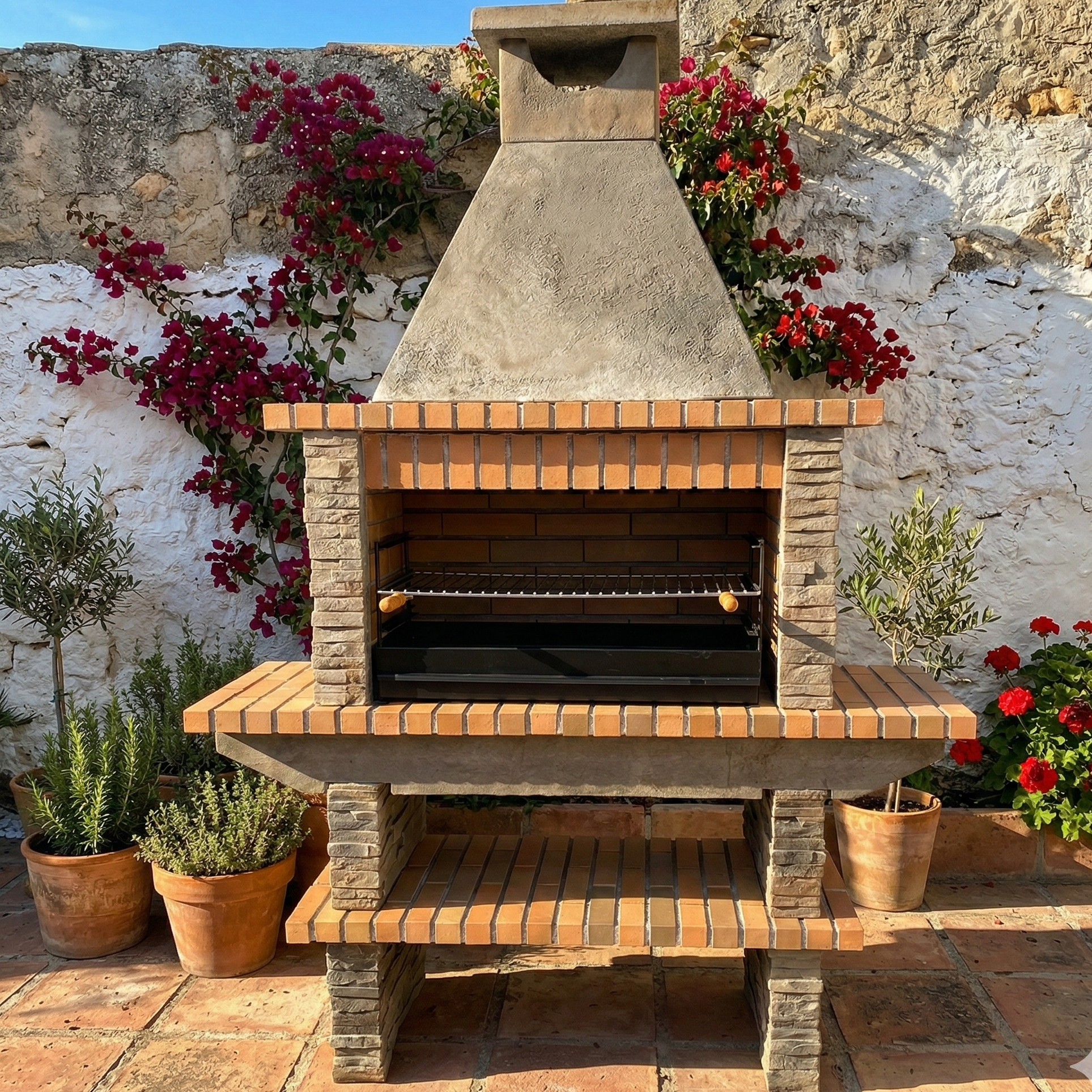 Basalto 280 Grill mit Kunststein – 80 cm Grillrost, Seitenablagen