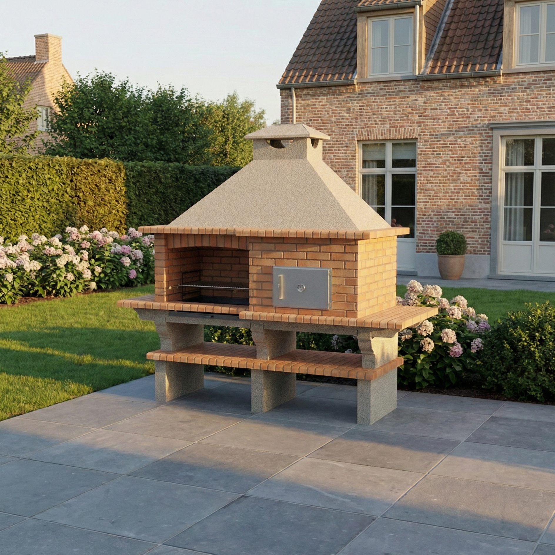Brava 132 – Großer Ziegelgrill (266×96 cm) mit 80 cm Grillrost