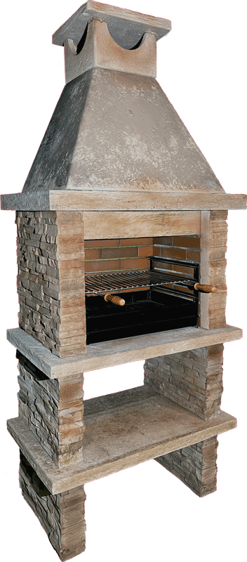 Basalto 160 – Grillkamin aus Kunststein in Schieferoptik (Grau oder Braun) – Grillfläche 60 cm