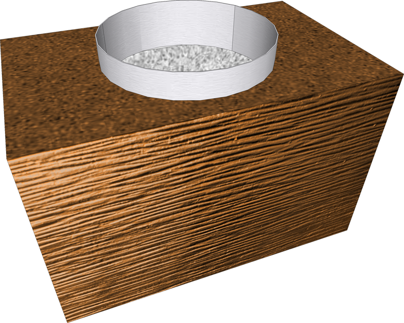 Modulschornstein Linea 40×25×25 cm – Rundanschluss Ø 200 mm (Rohr 20 cm)