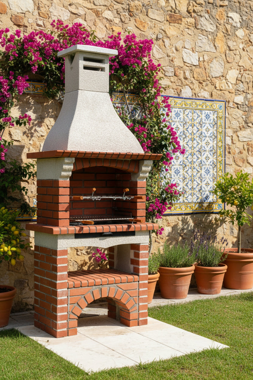 Calabria 105 – Traditioneller Grill aus Ziegel und gegossenem Stein – 60 cm Grillrost