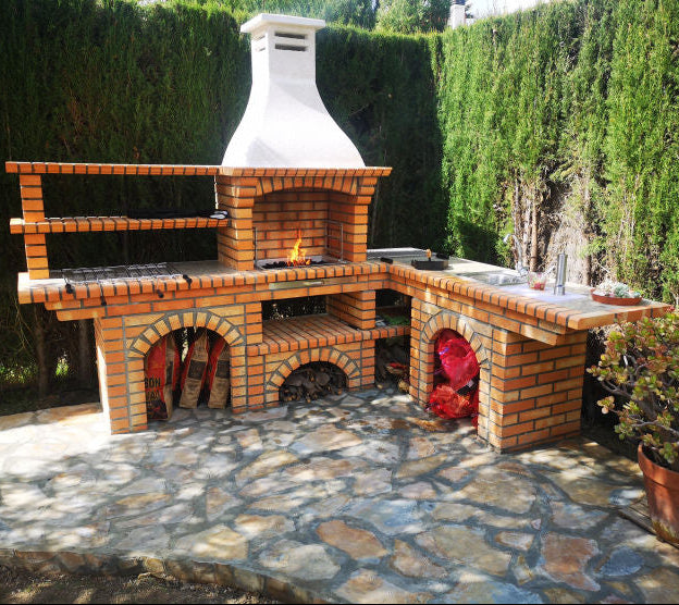Eckgrill Calabria 700: Backstein- & Kunststein-Grill 190×190 cm – Spüle optional