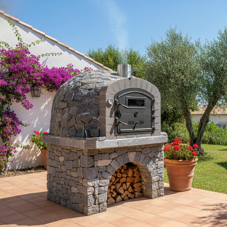PIETRANO 100 cm Holzofen – Ziegel & Naturstein