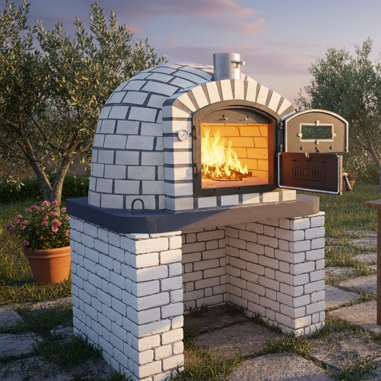 ROTERRA Holzofen – Gemauerter Pizzaofen und Drehspieß