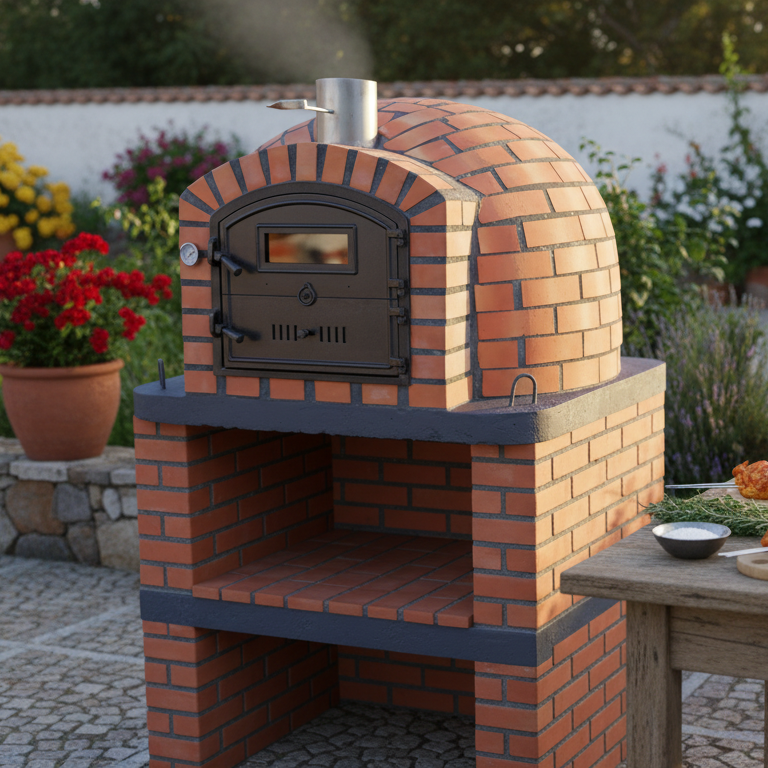 ROTERRA Holzofen – Gemauerter Pizzaofen und Drehspieß