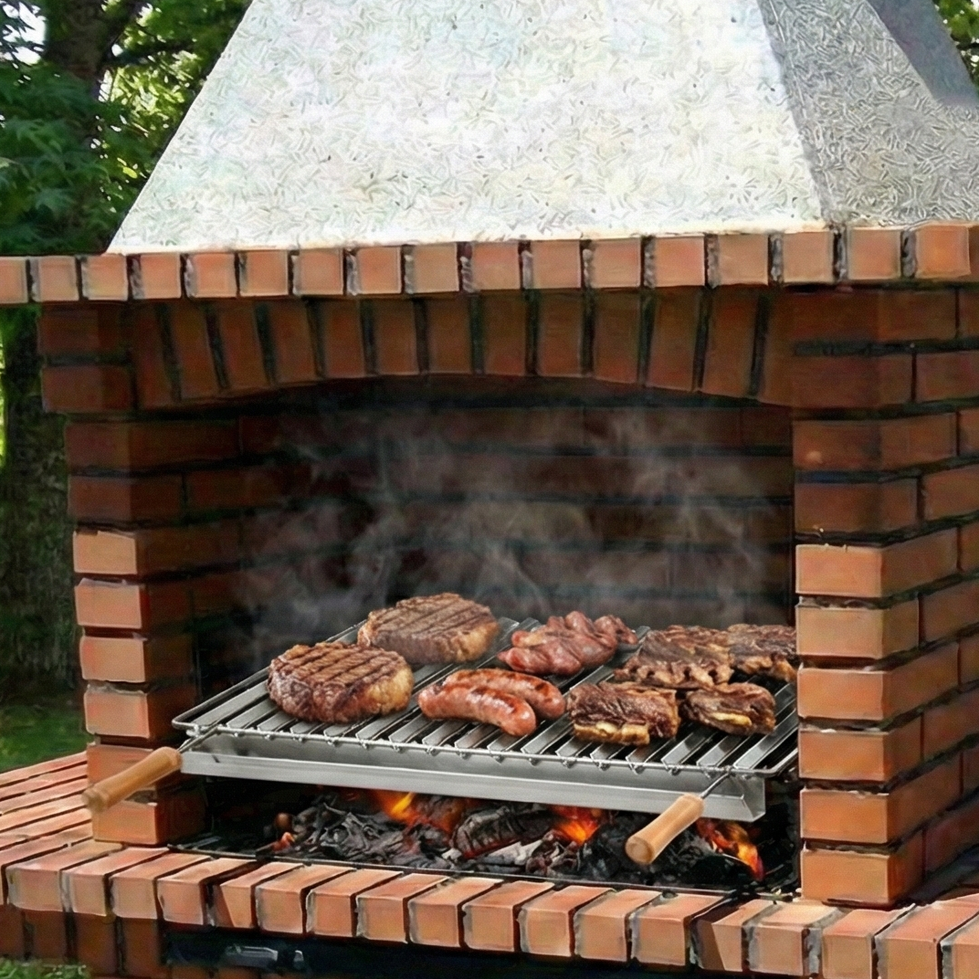 Argentinischer Grill LINEA (58×38 oder 78×38 cm) – Edelstahl – Fettauffangschale