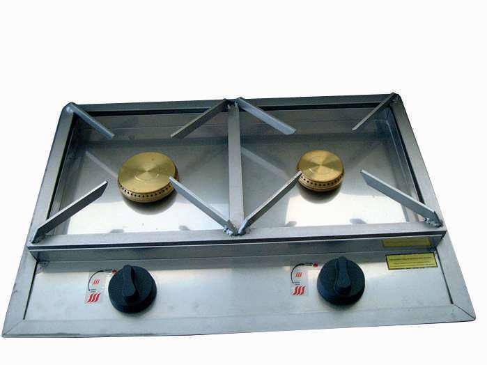Einbau-Gaskochfeld aus Edelstahl – Abnehmbarer Rost (zum Integrieren in den Grill)