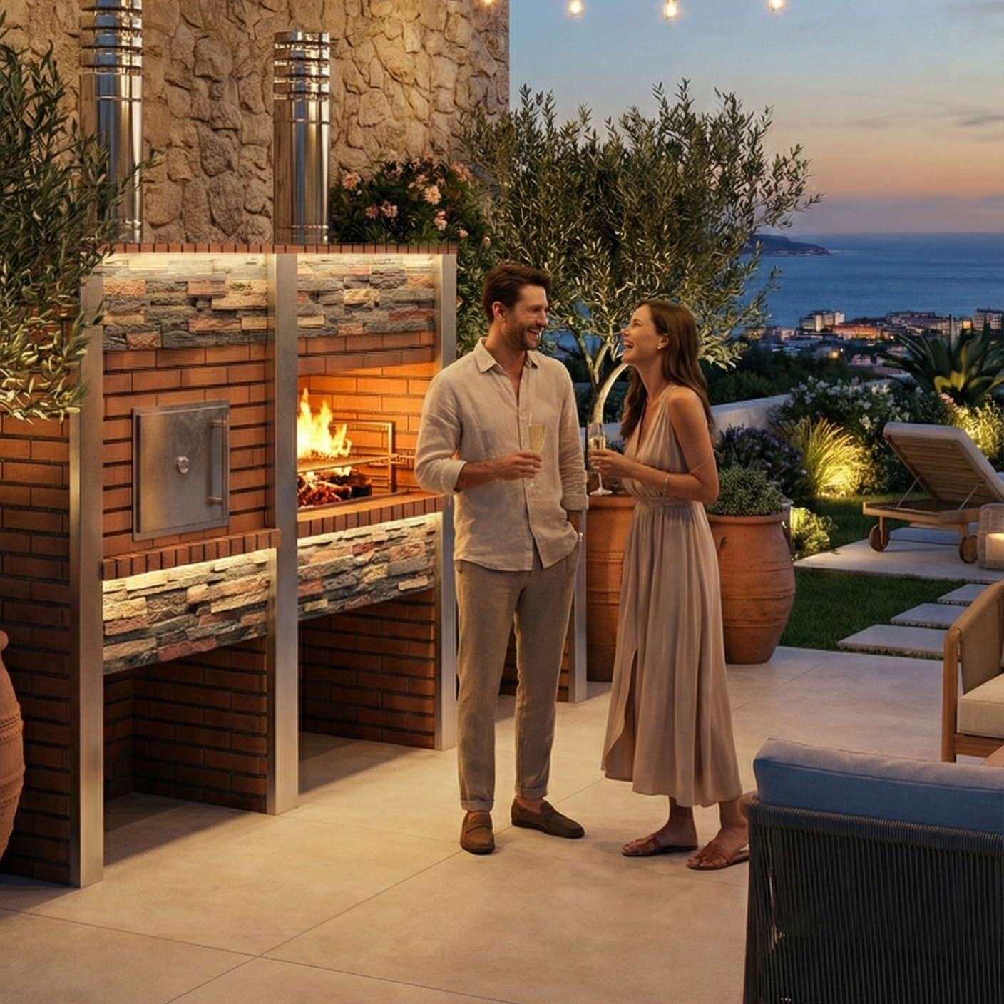 Inoxa 306 – Premium-Grill aus Kunststein mit Ø75 cm Ofen & 80×38 Grillrost (inkl. Isolations-Kit)