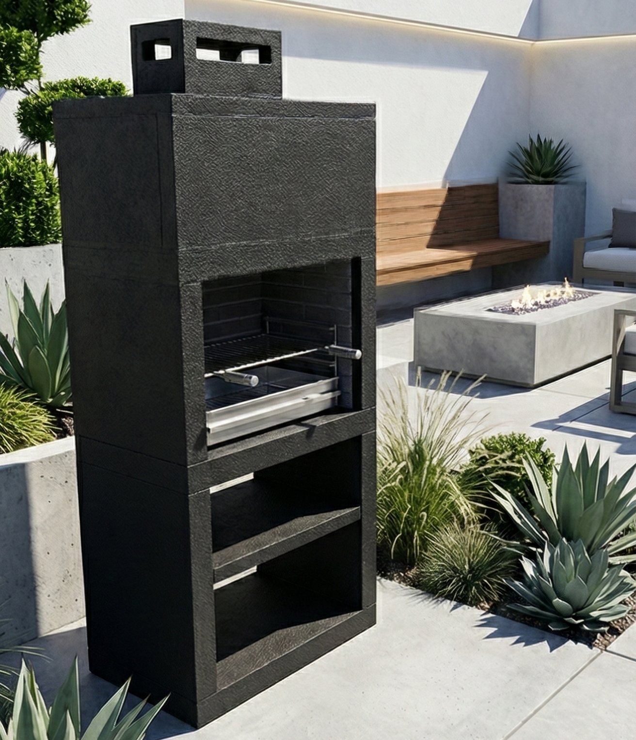 Linie 10 – Moderner Design-Grill (4 Farben) mit 60 cm Grillrost aus Stahl inklusive