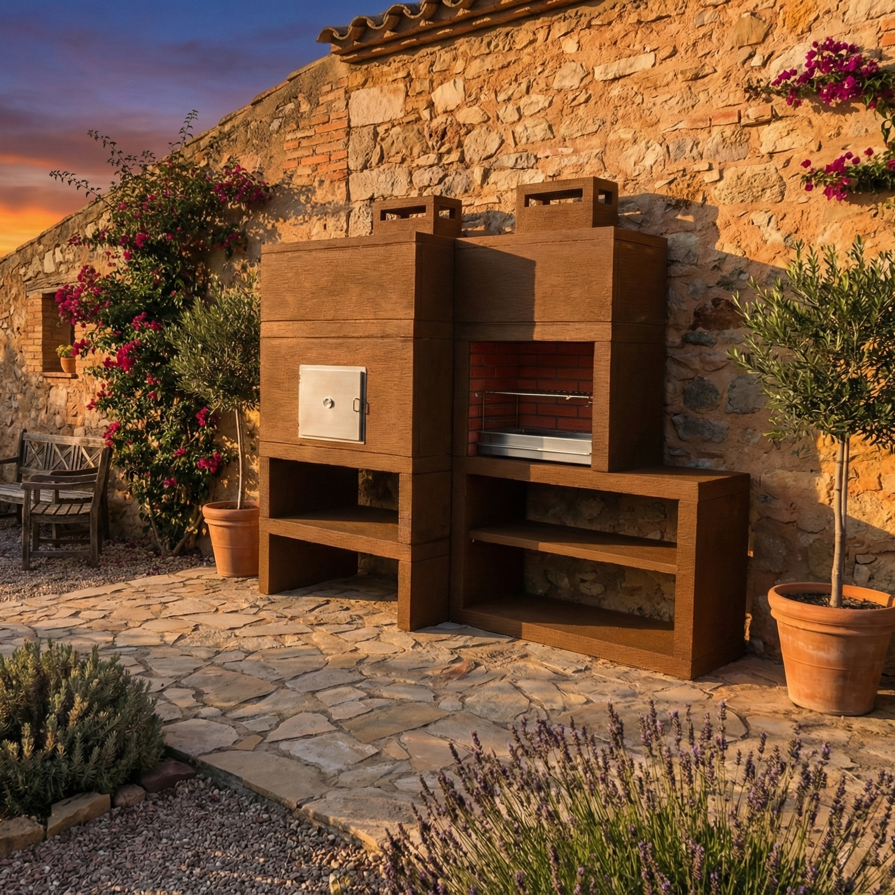 Linie 12F – Moderner modularer Grill mit Ofen Ø80 & Grillrost 60 cm