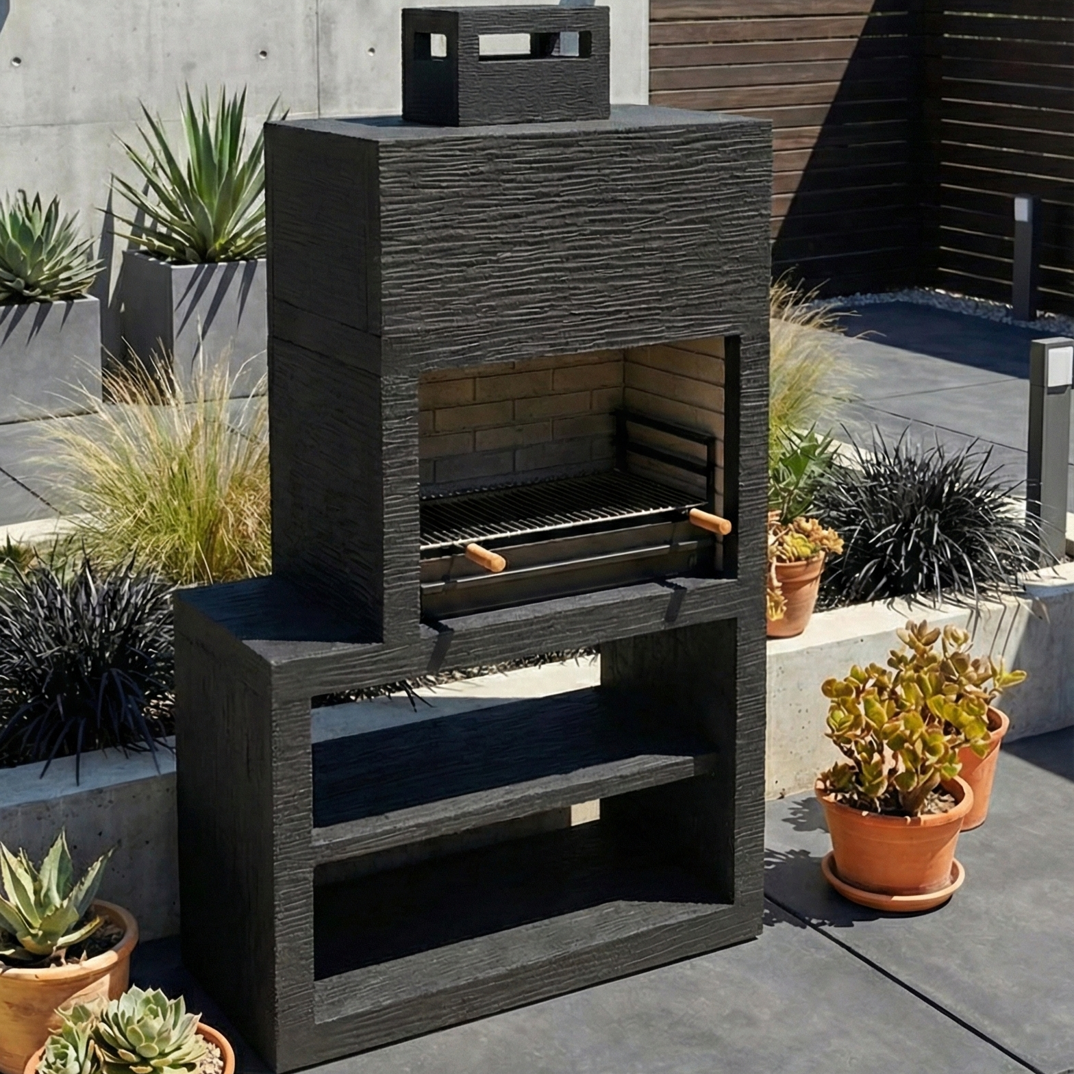 Linie 13 – Moderner Grill mit Seitenmodul (4 Farben) – 80 cm Stahlgrill inklusive