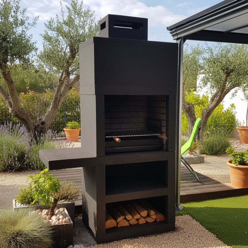 Linie 15 – Moderner Grill mit Seitenablage (4 Farben) – 60 cm Stahlgrillrost inklusive