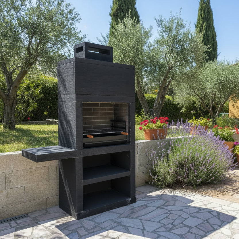 Linie 15 – Moderner Grill mit Seitenablage (4 Farben) – 60 cm Stahlgrillrost inklusive