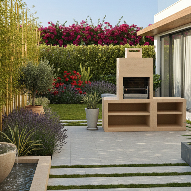 Linie 30 – Moderne Outdoor-Küche 200 cm (austauschbare Module) – 60 cm Grill aus Edelstahl, Spüle optional