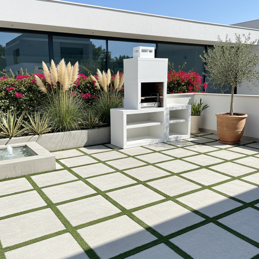 Linie 30 – Moderne Outdoor-Küche 200 cm (austauschbare Module) – 60 cm Grill aus Edelstahl, Spüle optional