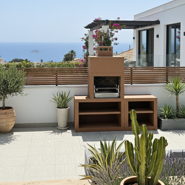 Linie 30 – Moderne Outdoor-Küche 200 cm (austauschbare Module) – 60 cm Grill aus Edelstahl, Spüle optional