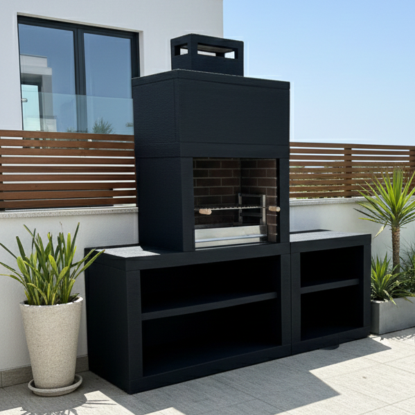 Linie 30 – Moderne Outdoor-Küche 200 cm (austauschbare Module) – 60 cm Grill aus Edelstahl, Spüle optional