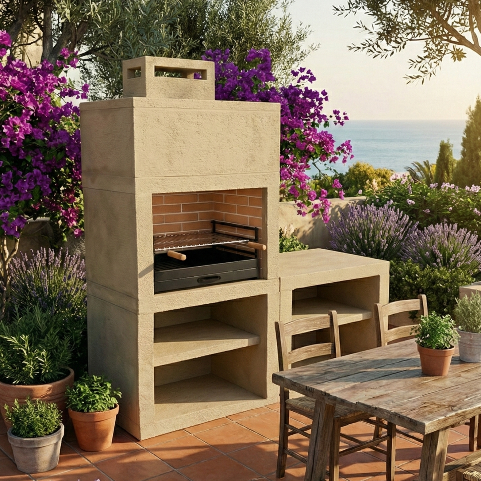 Linie 40 – Moderne Außenküche 160 cm mit Modul (Spüle optional) – Grill 60 cm