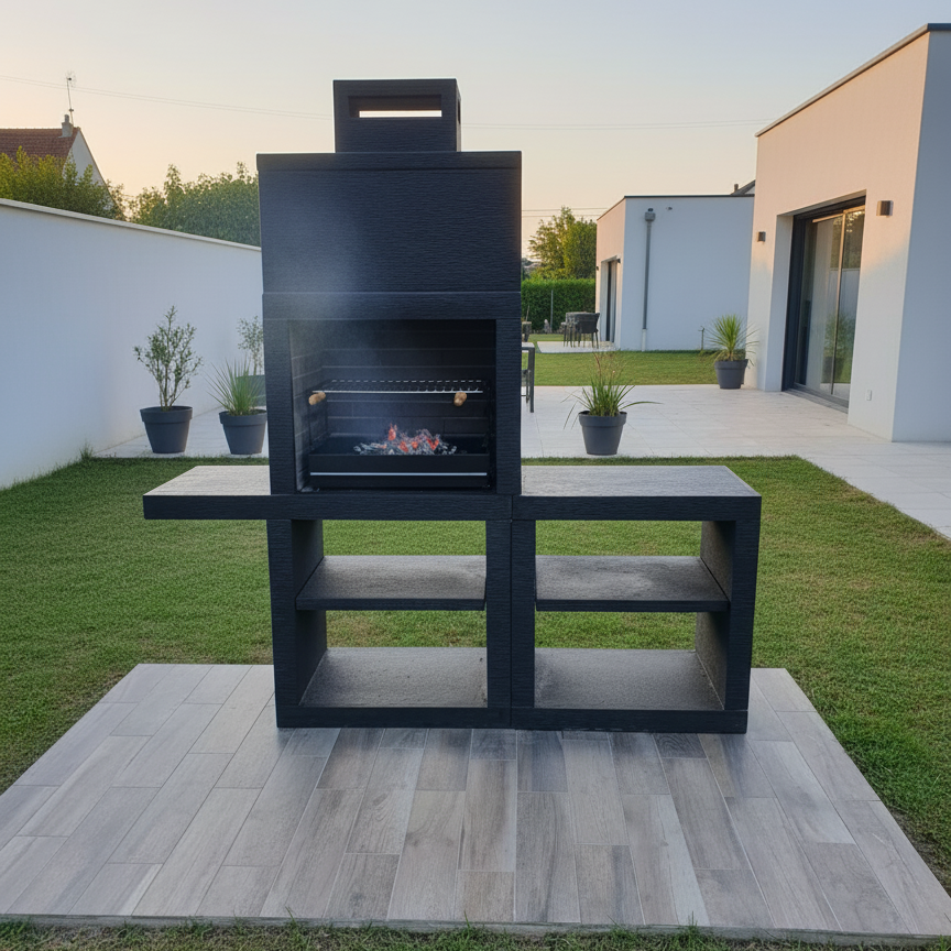 Linie 45 – Moderne Außenküche 200 cm (austauschbare Module) – 60 cm Stahlgrill, Spüle optional