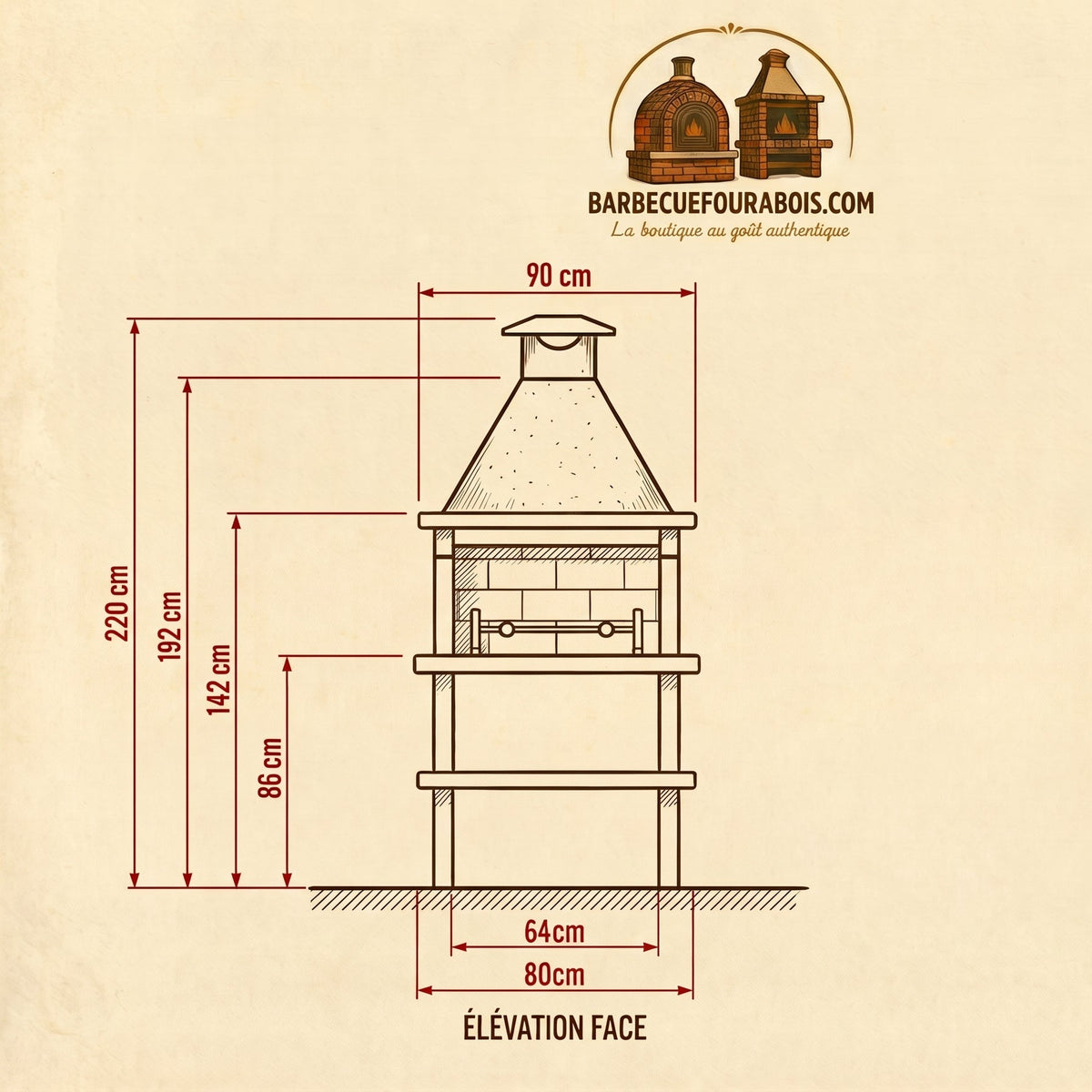Terra 10 – Grill aus rekonstituiertem Stein mit 60-cm-Grillrost (Edelstahl optional)