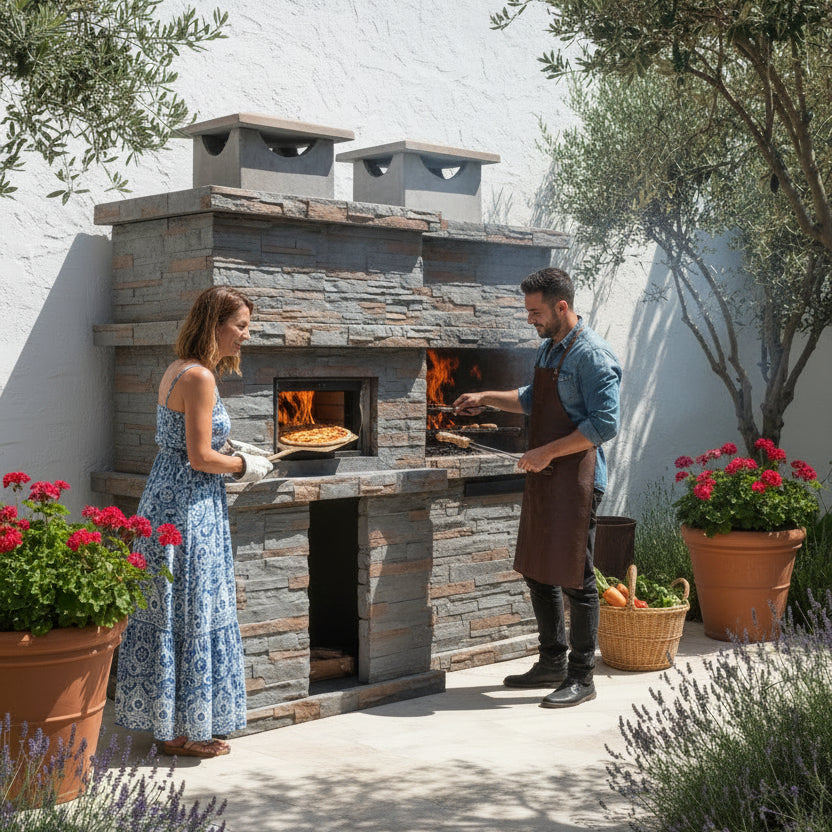 Rocca Four 473 – Stein-Grill mit integriertem Holzofen