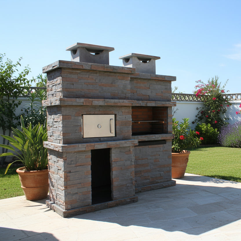Rocca Four 473 – Stein-Grill mit integriertem Holzofen